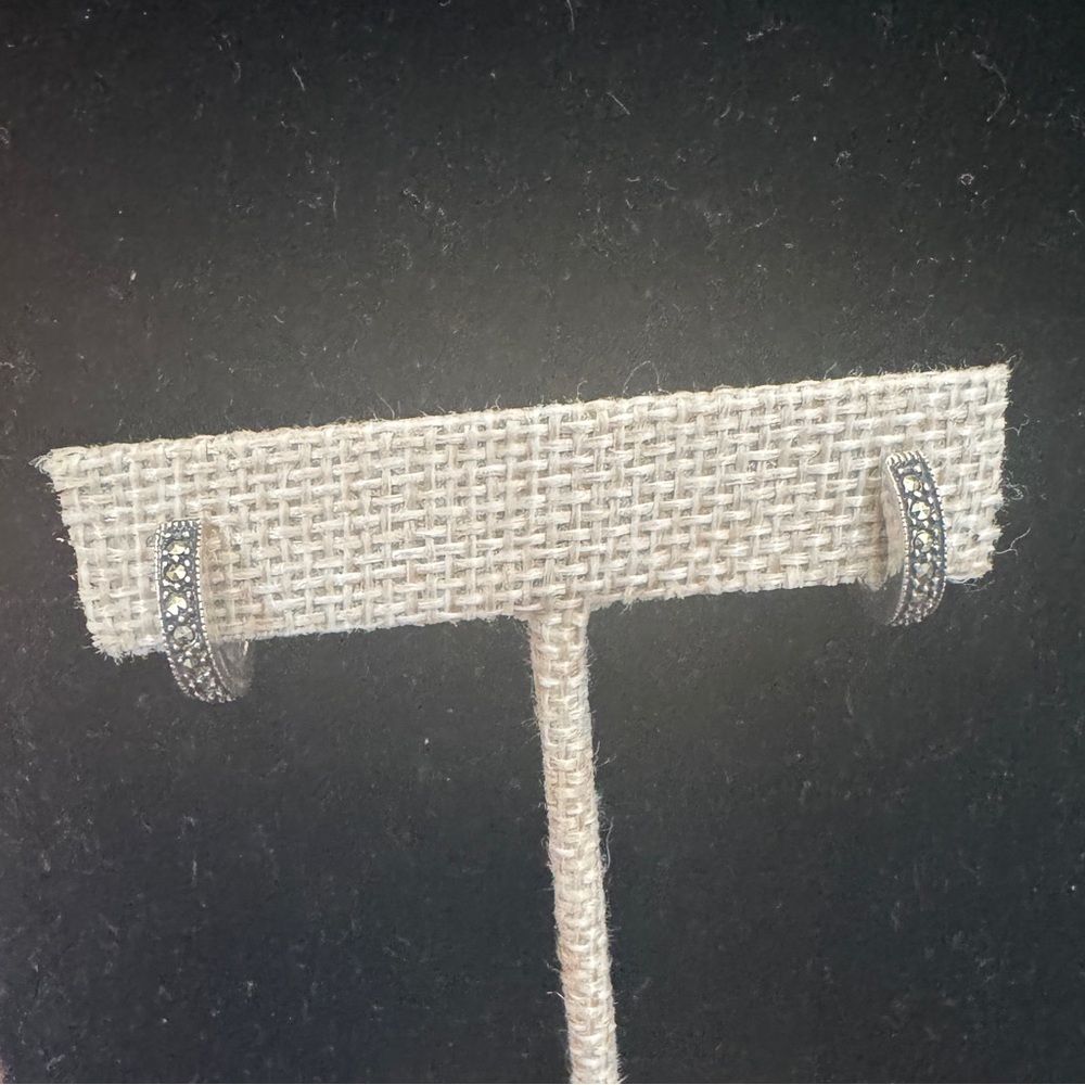 Judith, Jack, small marcasite and Sterling silver Hoop Earrings